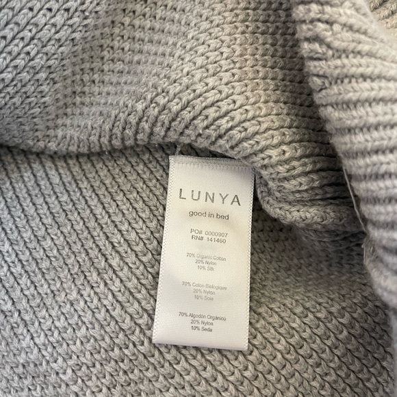 Lunya Cozy Cotton Silk Henley Sweater In Gray Size L/XL - Picture 9 of 10